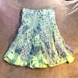 Bob Mackie | VTG Seafoam Green and Blue  Silk Skirt - Women's Size 6